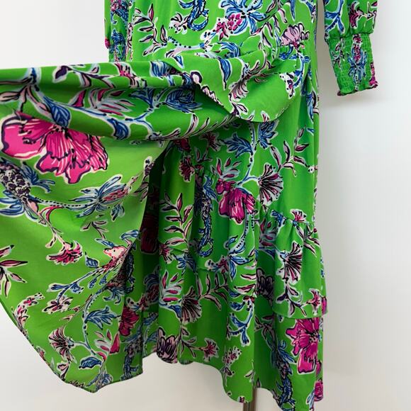 Lilly Pulitzer Cristiana Stretch Midi Dress Gecko Green Brewsters Bloom Floral 0 - Picture 6 of 14